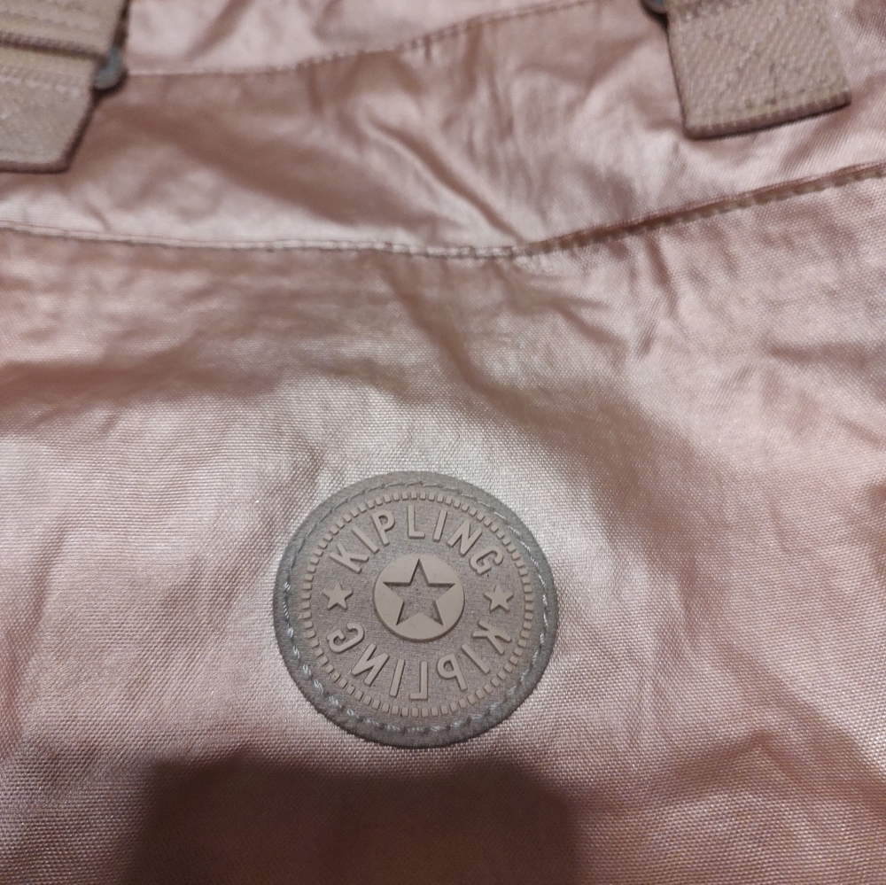 🩷👛🩷(Reduced) Shimmering Kipling Frosted Iridescent Blush Pink Utility Handbag - Picture 13 of 15